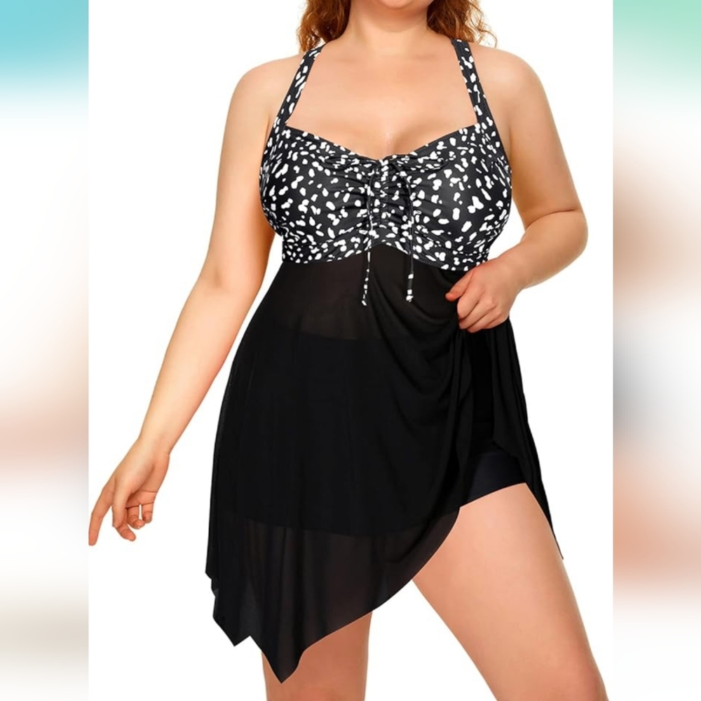 DACI 2 piece mesh swim dress with boy shorts